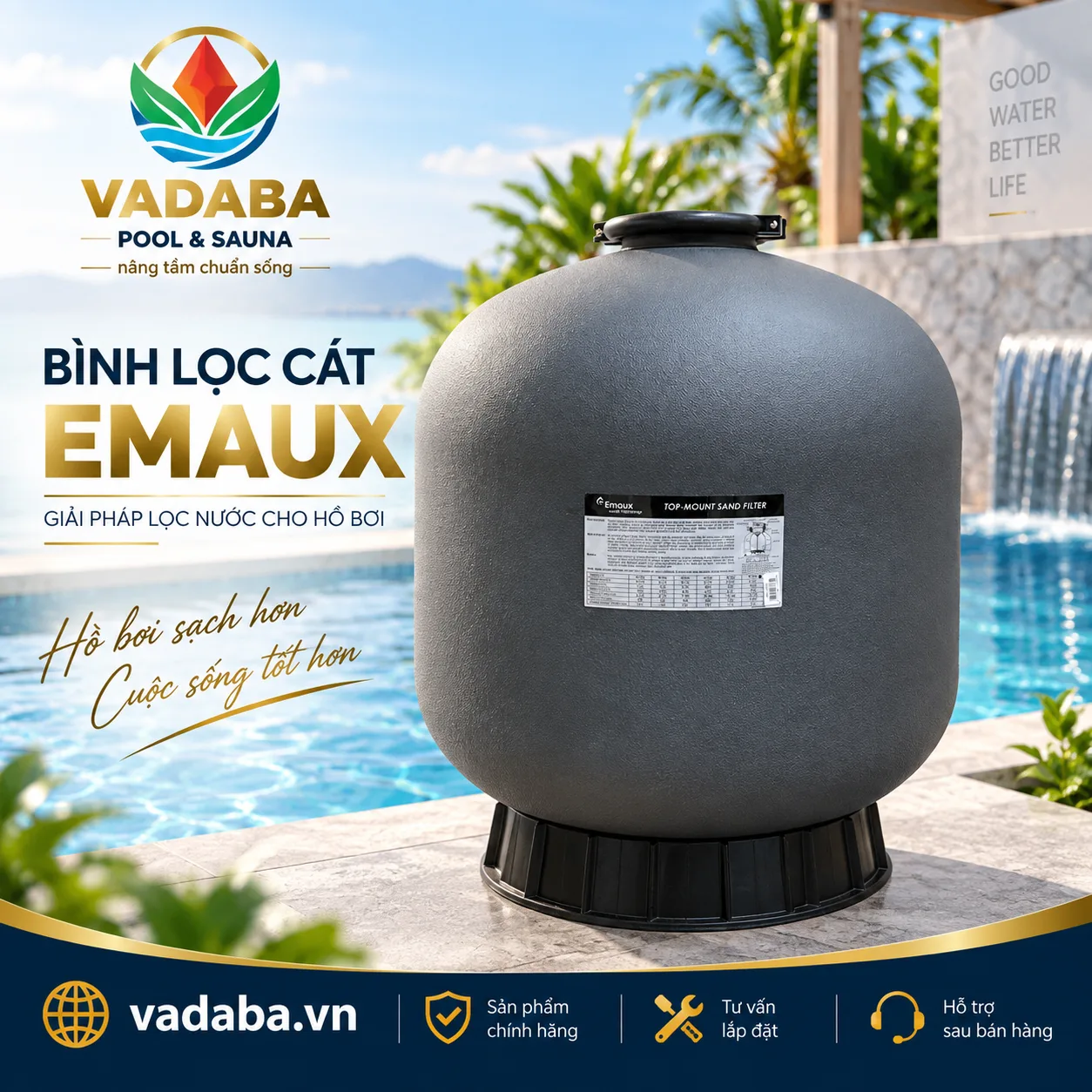 BÌNH LỌC CÁT HỒ BƠI EMAUX V800