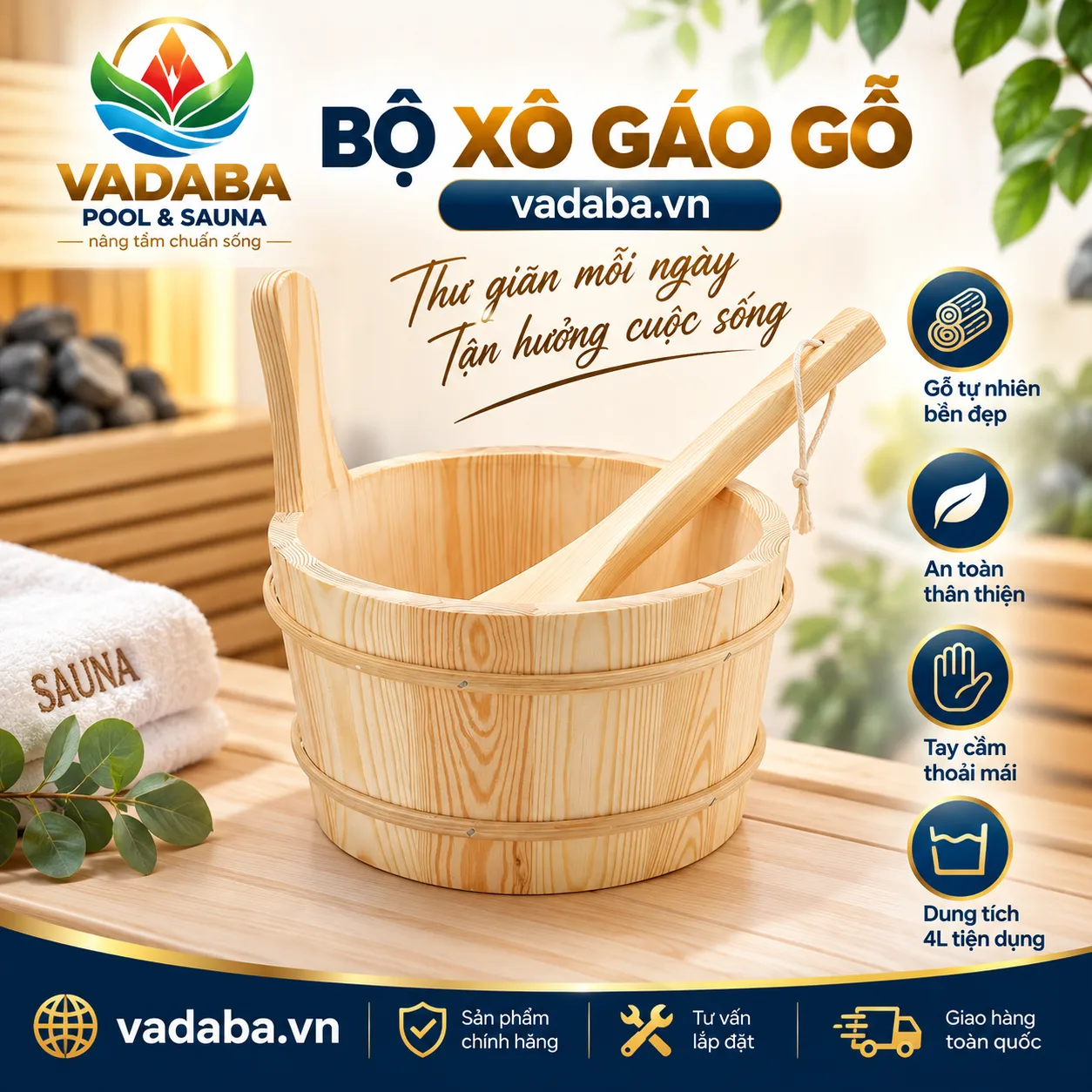 BỘ XÔ GÁO GỖ PHÒNG XÔNG HƠI
