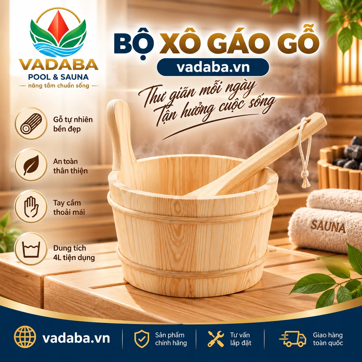 BỘ XÔ GÁO GỖ PHÒNG XÔNG HƠI