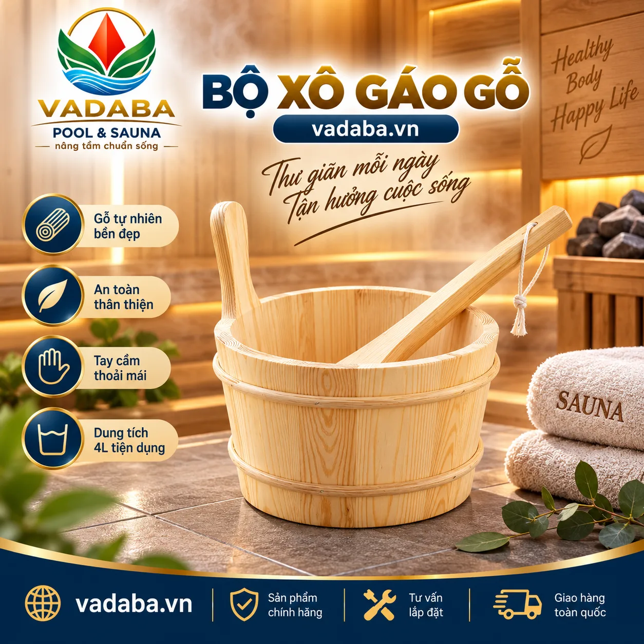 BỘ XÔ GÁO GỖ PHÒNG XÔNG HƠI