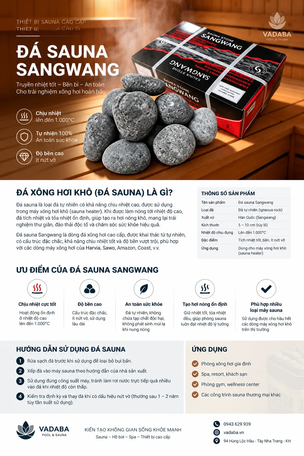Đá Sauna SangWang – Đá Xông Hơi Khô