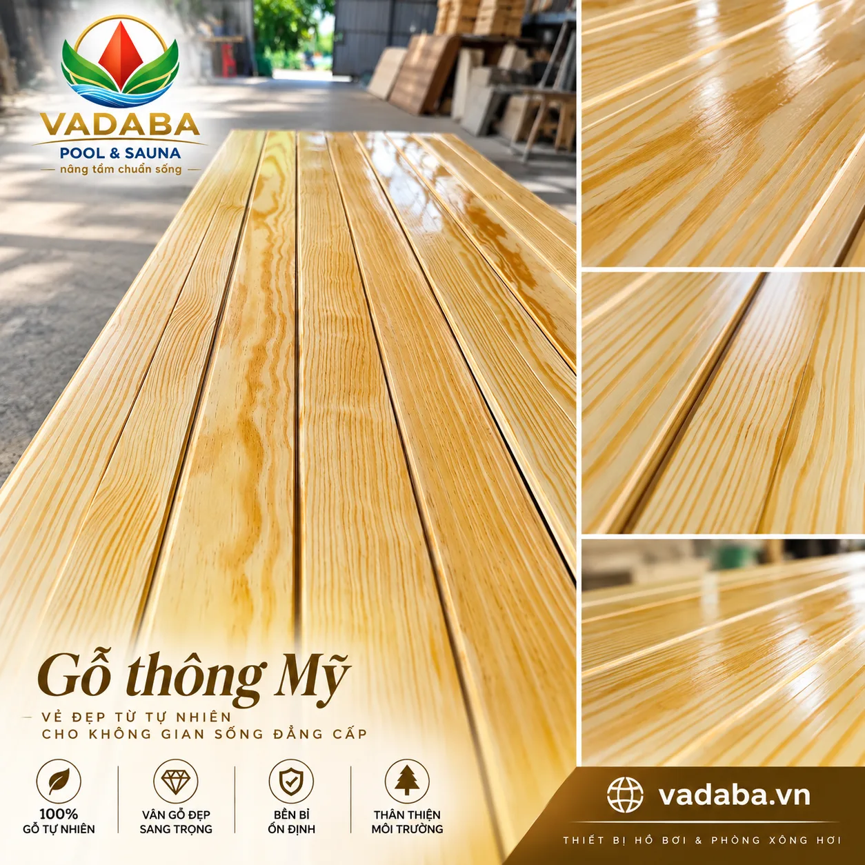 Gỗ thông phòng xông hơi Sauna