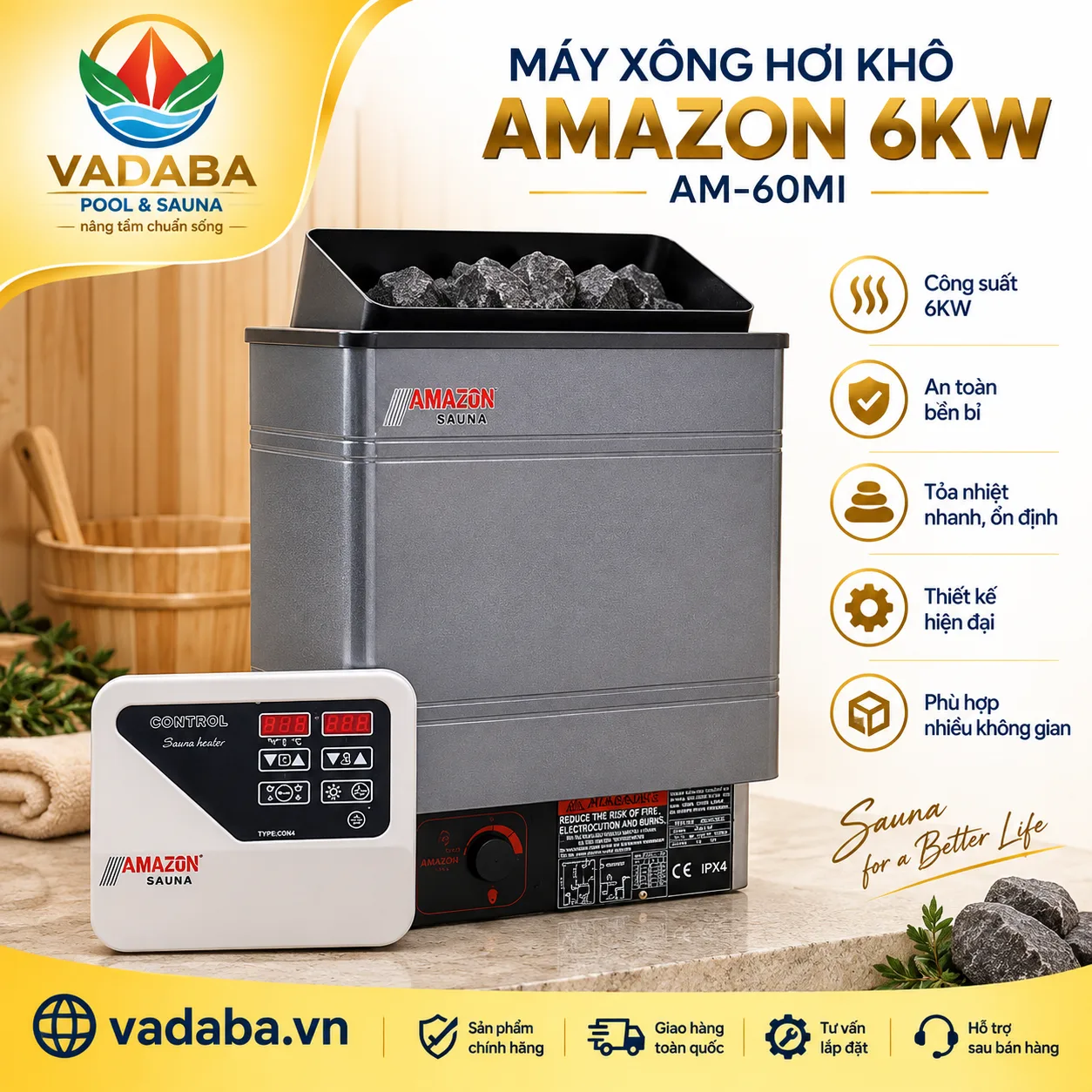 MÁY XÔNG HƠI KHÔ AMAZON AM-60MI 6KW