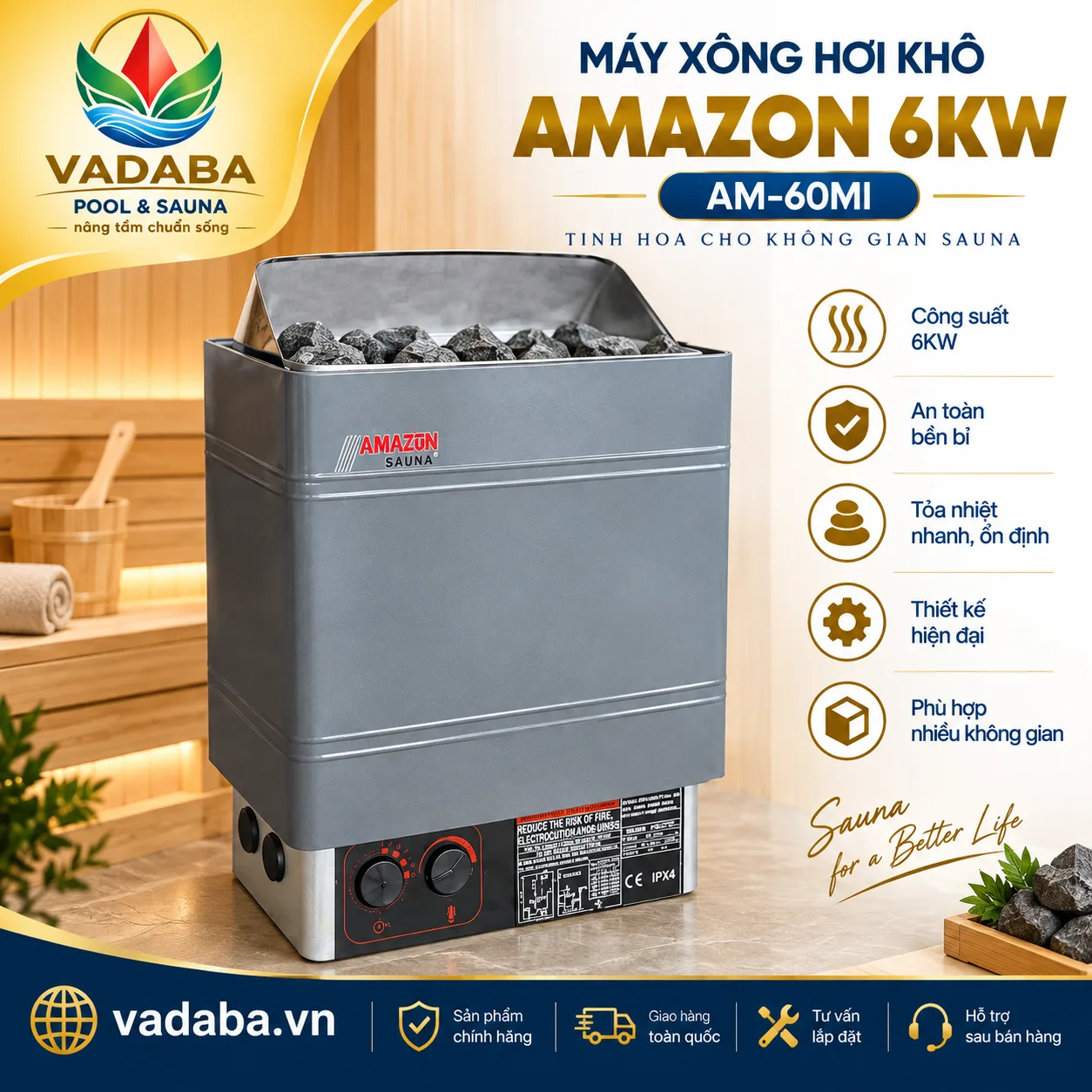 MÁY XÔNG HƠI KHÔ AMAZON AM-60MI 6KW